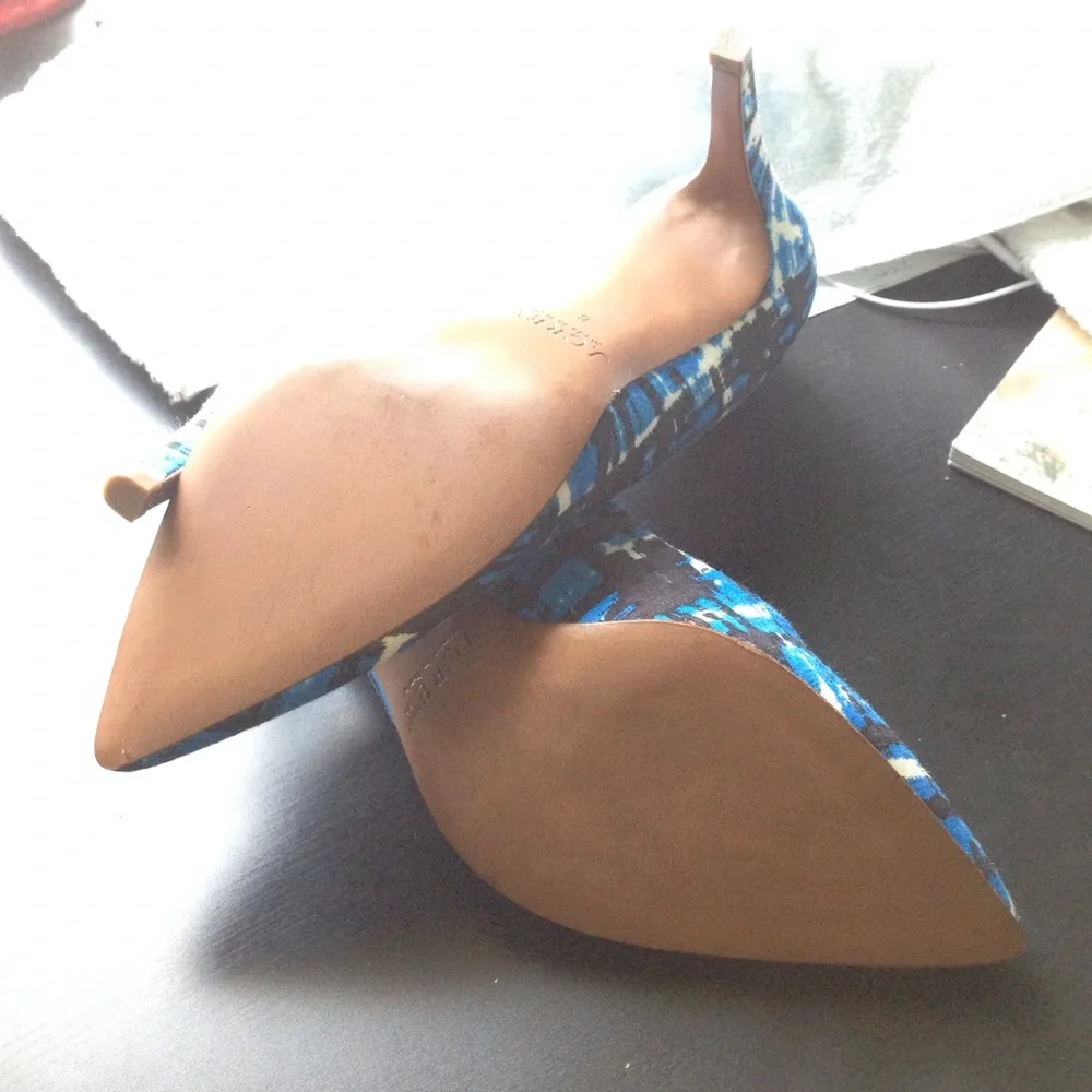 J. Crew Blue Patterned Pointed-Toe Heels